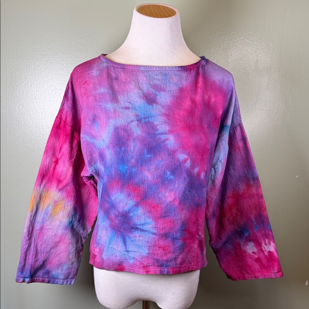 Tie-Dye Women's Top - Pink and Blue